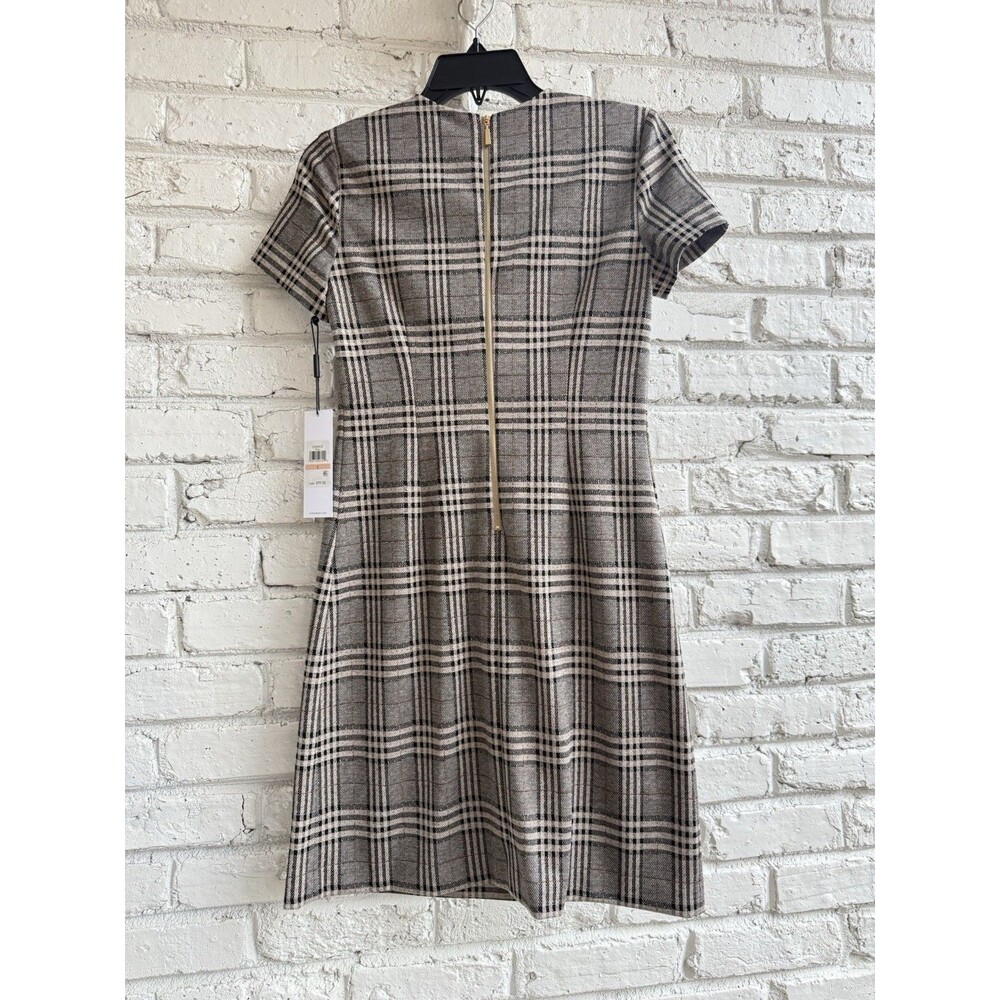 NWT Calvin Klein Elegant Plaid A- Line Shift Dress Elegant Chic Size 2 - Picture 4 of 11